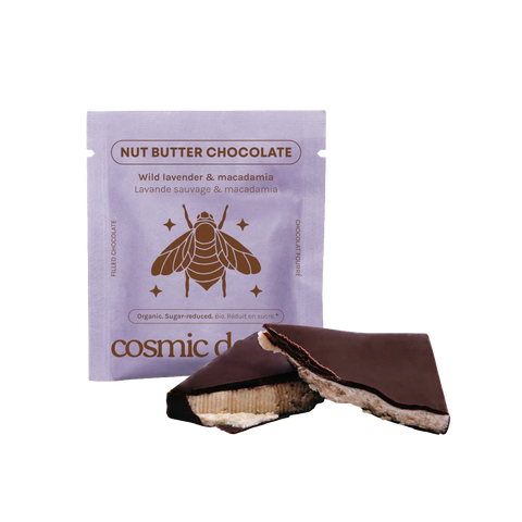 Snack al burro di frutta secca e Cioccolato Fondente Bio - Lavanda Selvaggia e Macadamia - Box 4 Pezzi