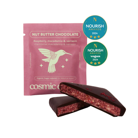 Snack al burro di frutta secca e Cioccolato Fondente Bio - Lampone e Macadamia - Box 4 Pezzi