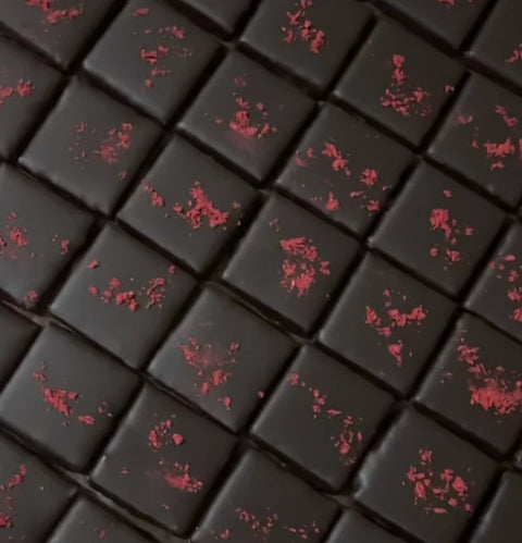 Snack al burro di frutta secca e Cioccolato Fondente Bio - Lampone e Macadamia - Box 4 Pezzi