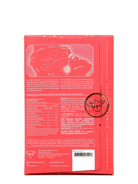 Cioccolato Fondente Selvaggio 81% Amazzonico - Tocantis River - 80g
