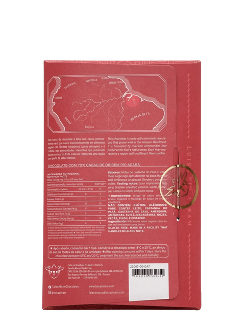 Cioccolato Fondente Selvaggio 70% Amazzonico - Acarà River - 80g