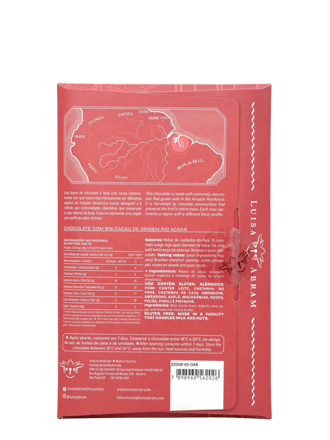 Cioccolato Fondente Selvaggio 81% Amazzonico - Acarà River - 80g