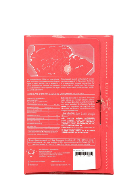 Cioccolato Fondente Selvaggio 70% Amazzonico - Tocantis River - 80g